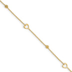 Leslie's 10K Polished and Dia-cut Heart 10in Plus 1in ext. Anklet