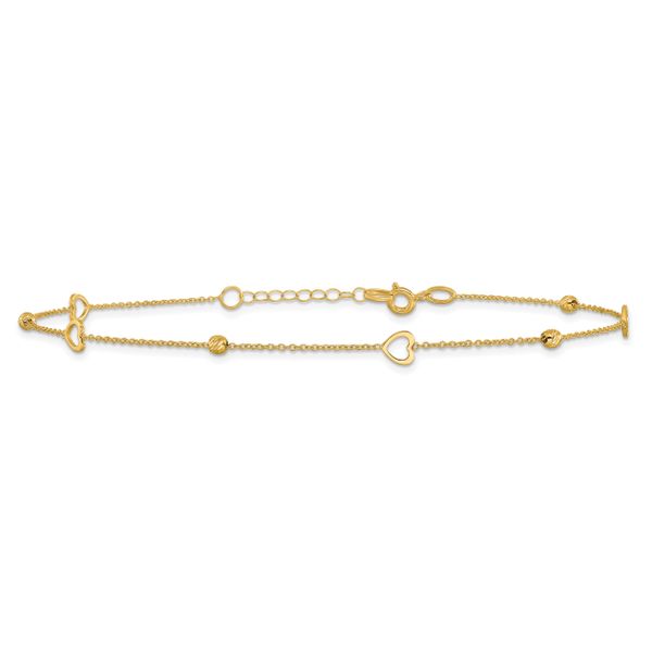Leslie's 10K Polished and Dia-cut Heart 10in Plus 1in ext. Anklet - Image 3