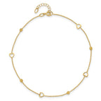 Leslie's 10K Polished and Dia-cut Heart 10in Plus 1in ext. Anklet - Image 4