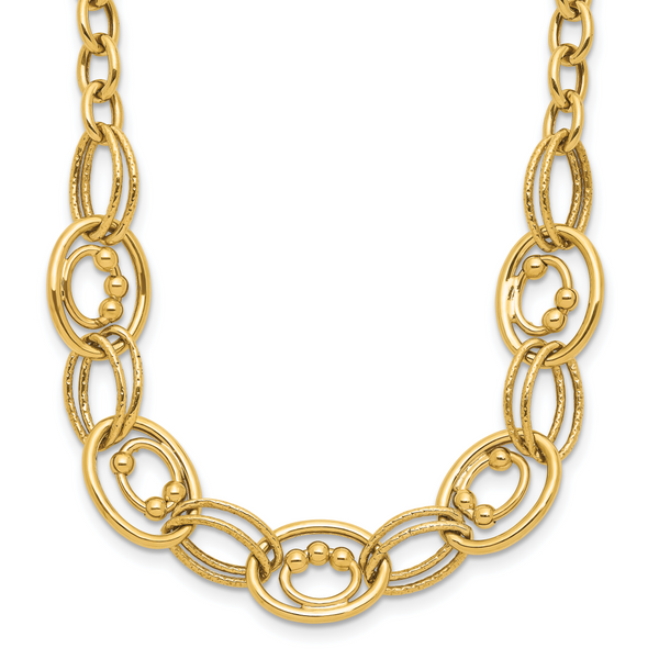Leslie's 10K Polished and Textured Fancy Link Necklace