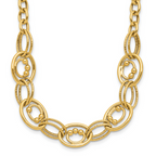 Leslie's 10K Polished and Textured Fancy Link Necklace