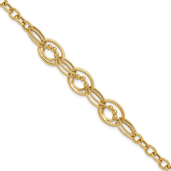 Leslie's 10K Polished and Textured Fancy Link Bracelet