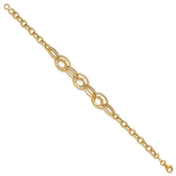 Leslie's 10K Polished and Textured Fancy Link Bracelet - Image 2