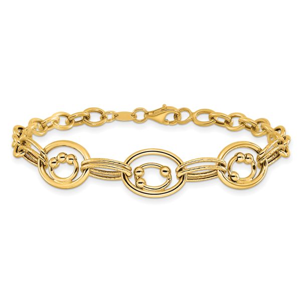 Leslie's 10K Polished and Textured Fancy Link Bracelet - Image 3