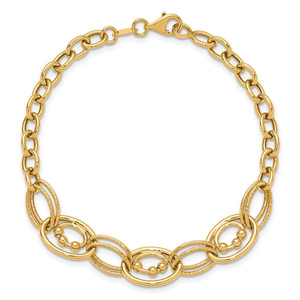 Leslie's 10K Polished and Textured Fancy Link Bracelet - Image 4