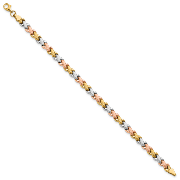 Leslie's 10K Two-tone w/Wht Rhodium Polished/Satin Fancy Link Bracelet - Image 2