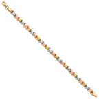 Leslie's 10K Two-tone w/Wht Rhodium Polished/Satin Fancy Link Bracelet - Image 2