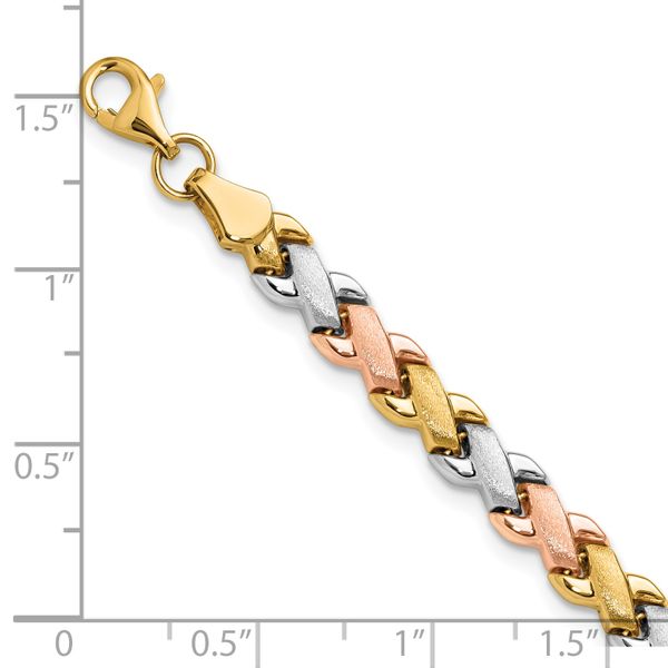 Leslie's 10K Two-tone w/Wht Rhodium Polished/Satin Fancy Link Bracelet - Image 5