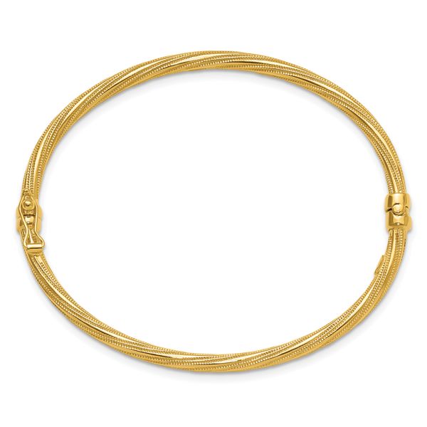 Leslie's 10K Polished and Textured Twisted Hinged Bangle - Image 2