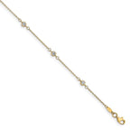 Leslie's 10K CZ Polished 9in plus 1in ext. Anklet