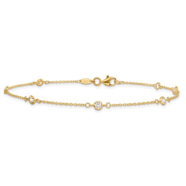 Leslie's 10K CZ Polished 9in plus 1in ext. Anklet - Image 3