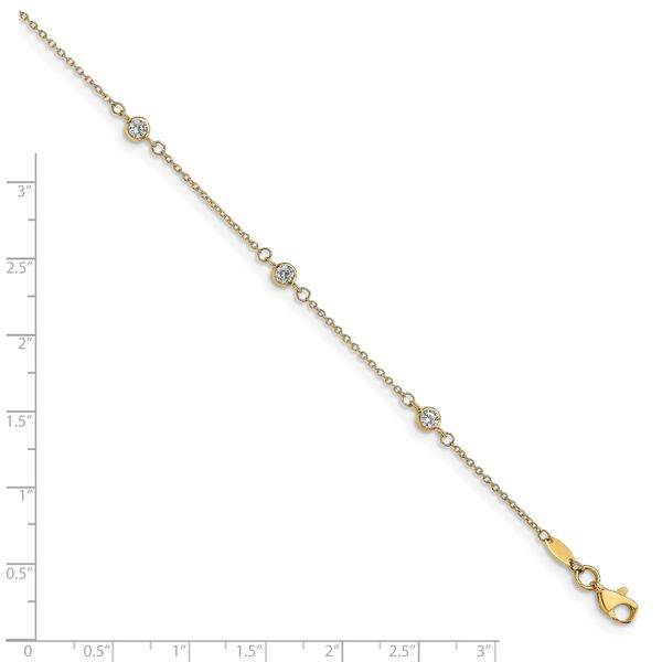 Leslie's 10K CZ Polished 9in plus 1in ext. Anklet - Image 4