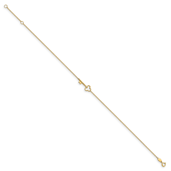 Leslie's 10K Polished Key 9in plus 1in ext. Anklet - Image 2