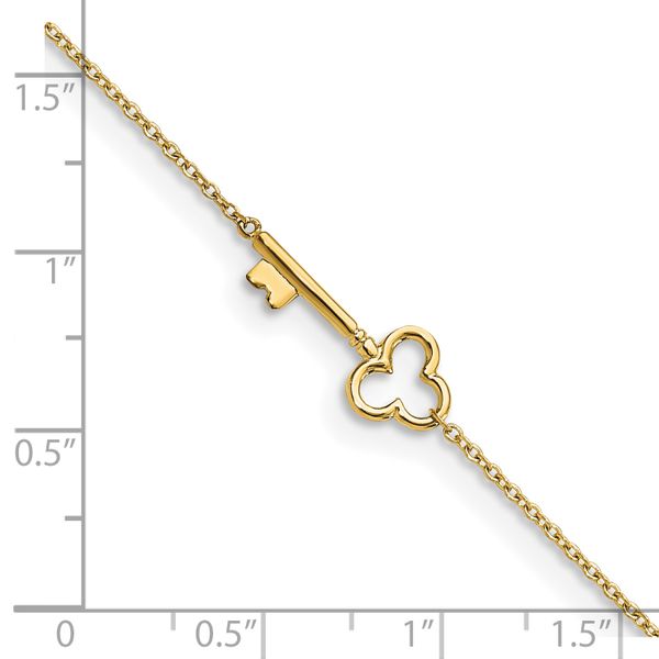 Leslie's 10K Polished Key 9in plus 1in ext. Anklet - Image 5