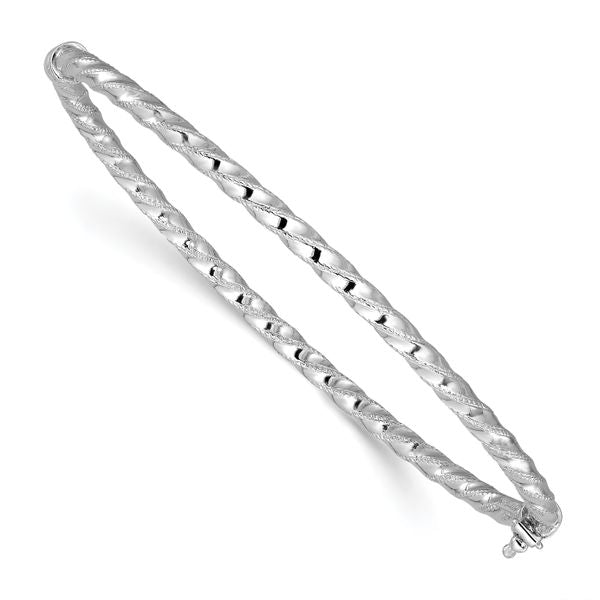 Leslie's 10K White Gold Polish/Textured/Twisted Hinged Bangle
