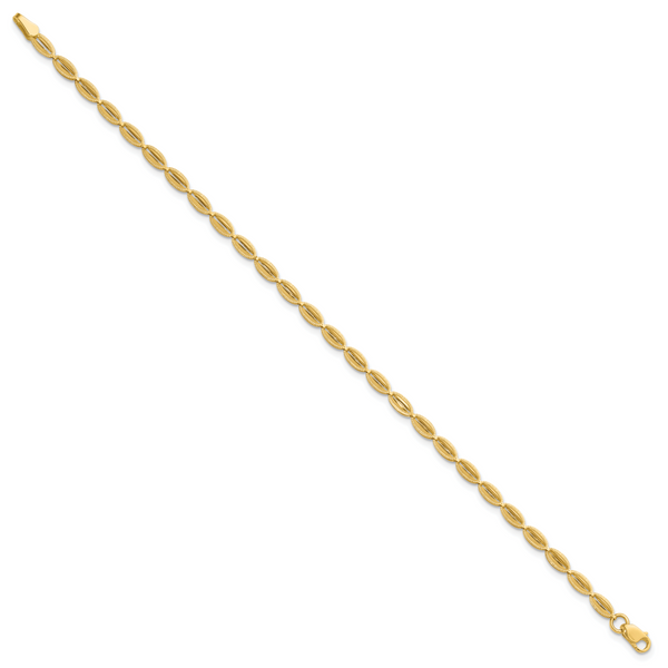Leslie's 10K Polished and Textured Fancy Oval Link Bracelet - Image 2