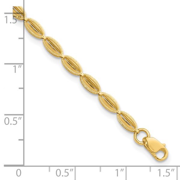 Leslie's 10K Polished and Textured Fancy Oval Link Bracelet - Image 5