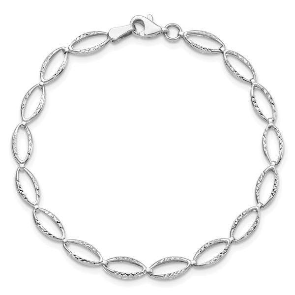Leslie's 10K White Gold Polished and D/C Bracelet - Image 3
