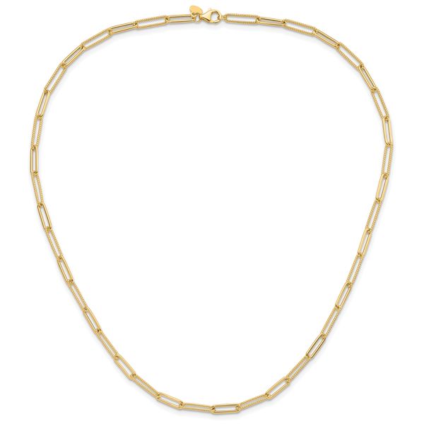 Leslie's 10K Polished and Textured Paperclip Link Necklace - Image 3