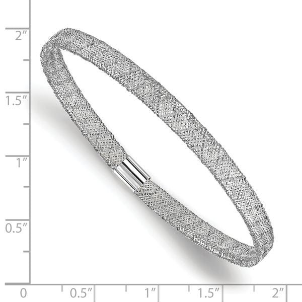 Leslie's 10K w/White RH-plating Fancy Stretch Bangle Bracelet - Image 2