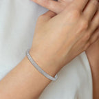 Leslie's 10K w/White RH-plating Fancy Stretch Bangle Bracelet - Image 3