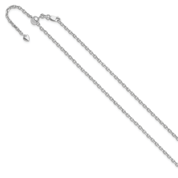 Leslie's 14K White Gold Adjustable 2.5mm Semi-Solid D/C Cable Chain - Image 2