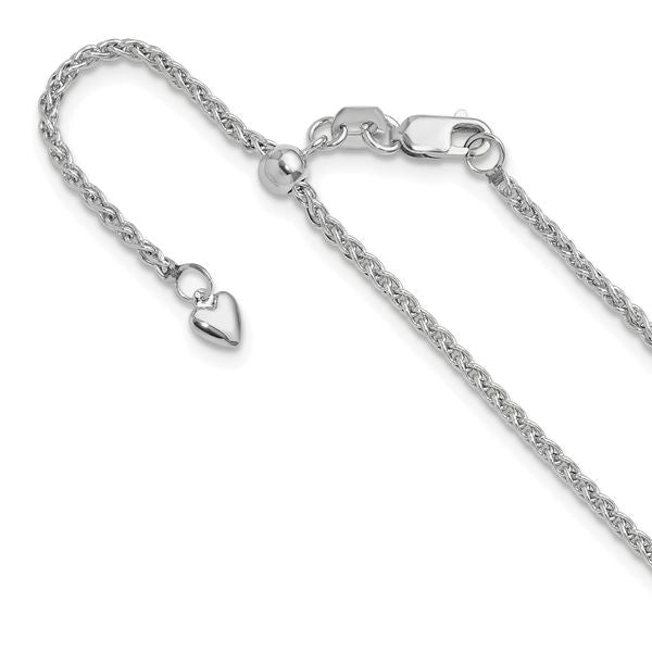 Leslie's 14K White Gold Adjustable 1.6mm Semi-solid Spiga Chain