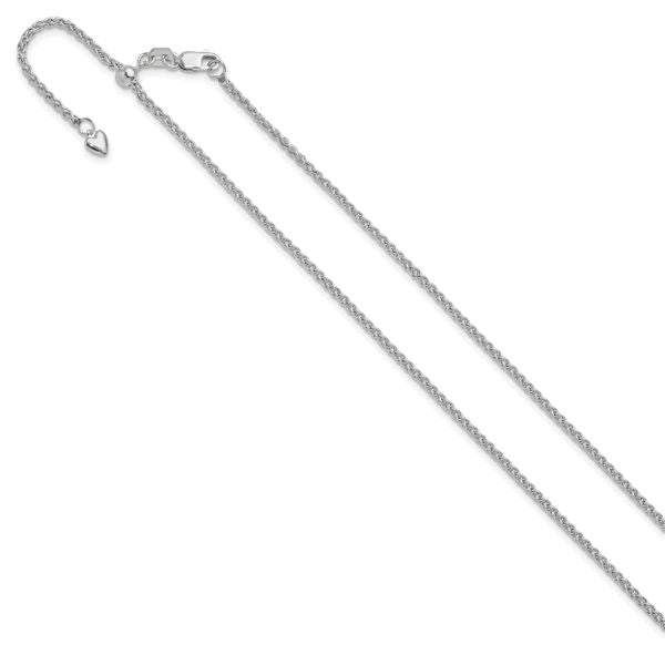 14K White Gold Adjustable 1.6mm Semi-solid Spiga Chain - Image 2