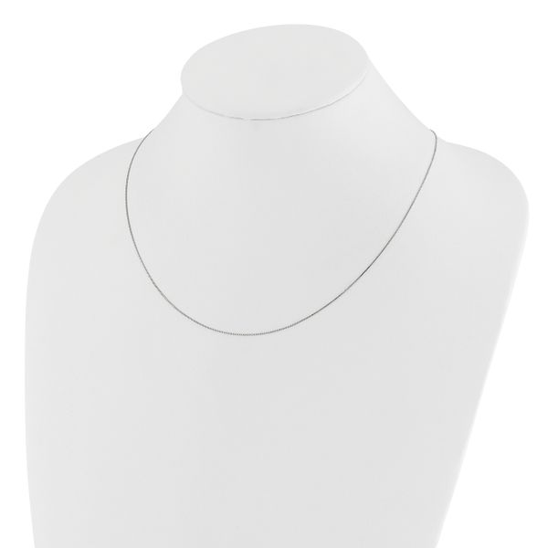 14K White Gold Adjustable .55mm Baby Box Chain - Image 3