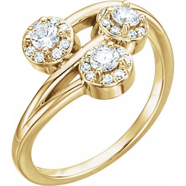 Halo-Style Three-Stone Ring - Image 3