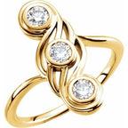 Three-Stone Bezel-Set Ring