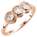 Three-Stone Bezel-Set Ring