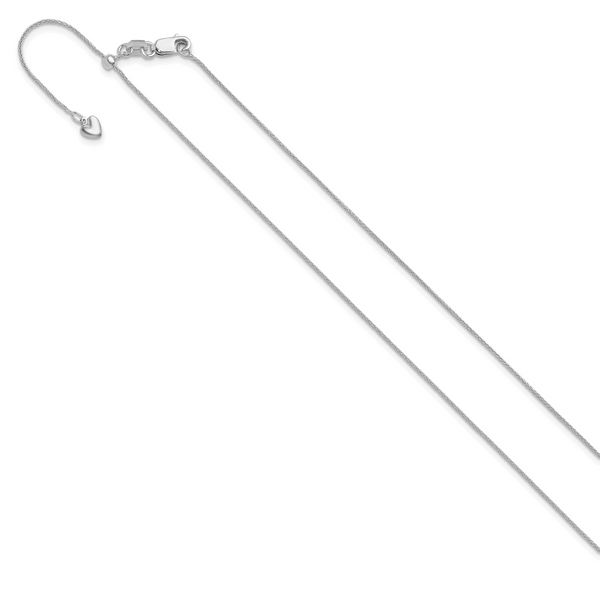 14K White Gold Adjustable .85mm Wheat Chain - Image 2