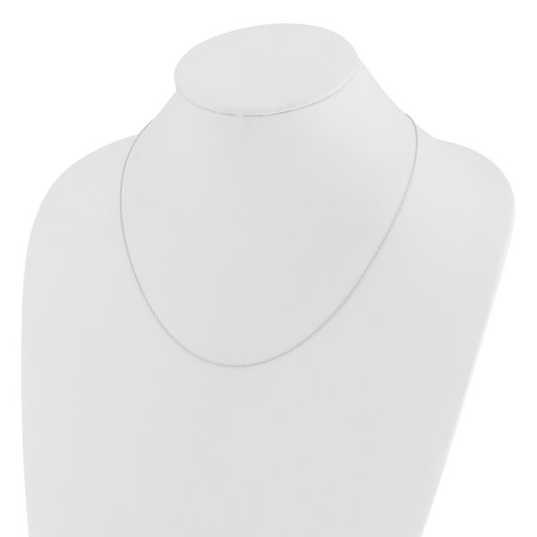 14K White Gold Adjustable .8mm D/C Wheat Chain - Image 3