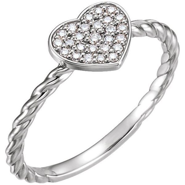 Pavé-Style Heart Rope Ring