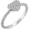 Pavé-Style Heart Rope Ring