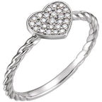 Pavé-Style Heart Rope Ring