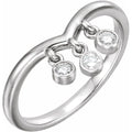 Three-Stone Fringe V Ring