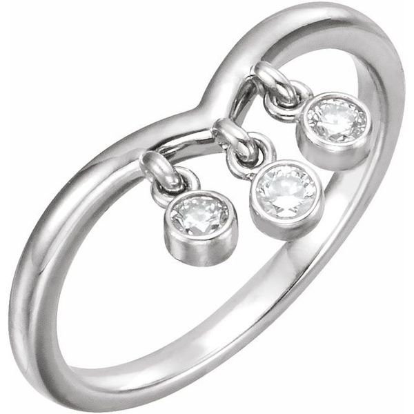 Three-Stone Fringe V Ring
