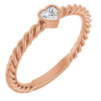 Stackable Bezel-Set Heart Rope Ring