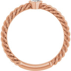 Stackable Bezel-Set Heart Rope Ring - Image 2