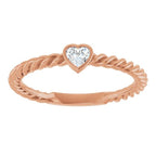 Stackable Bezel-Set Heart Rope Ring - Image 3