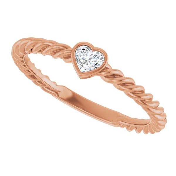 Stackable Bezel-Set Heart Rope Ring - Image 5