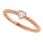 Stackable Bezel-Set Heart Rope Ring - Image 5