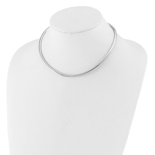 Leslie's 14K White Gold 4mm Domed Omega Necklace - Image 2