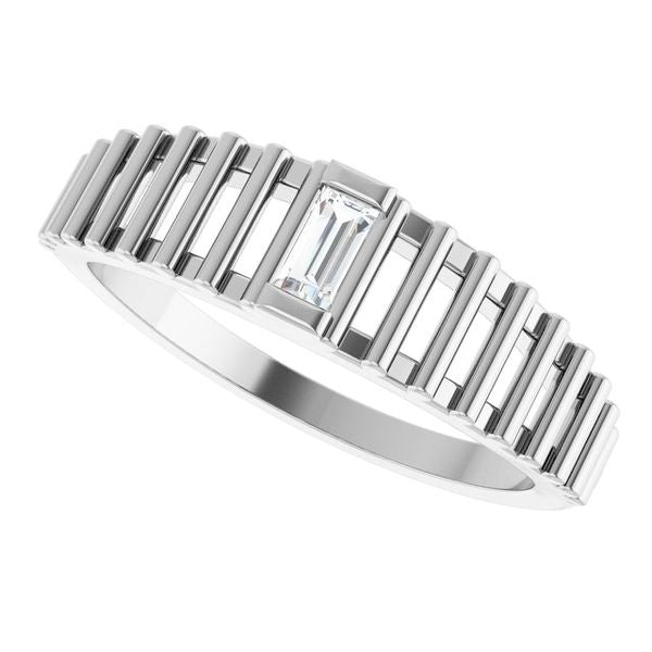 Straight Baguette Solitaire Ring - Image 5