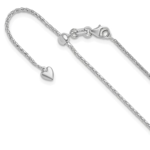 Leslie's 14K White Gold Adjustable 1.3mm D/C Wheat Chain