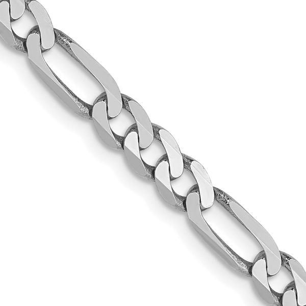 Leslie's 14K 4mm White Gold Flat Figaro Chain Lobster Clasp