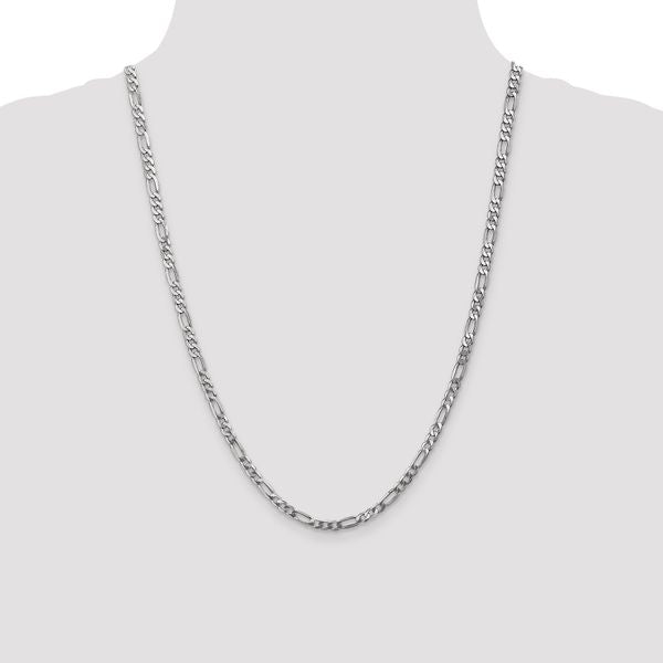 Leslie's 14K 4mm White Gold Flat Figaro Chain Lobster Clasp - Image 4