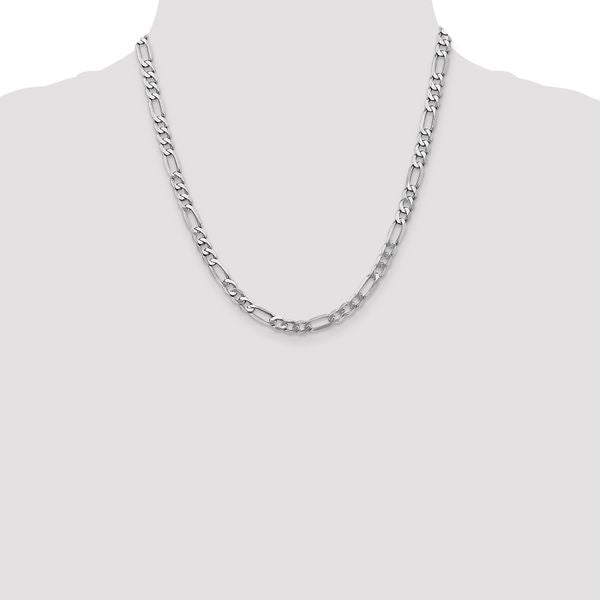 Leslie's 14K White Gold 5.5mm Flat Figaro Chain - Image 4
